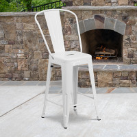 Flash Furniture CH-31320-24GB-WH-GG Metal Bar Stool in White
